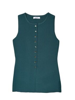 LUCCE Irregular Metal Button Longline Vest Green Size S M